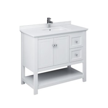 42" White Vanity w/ Top & Sink Product Angle View
