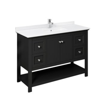 48" Black Vanity w/ Top & Sink Product Angle View