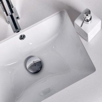 48" Gray Vanity w/ Top & Sinks Sink Close Up