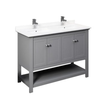 48" Gray Vanity w/ Top & Sinks Product Angle View