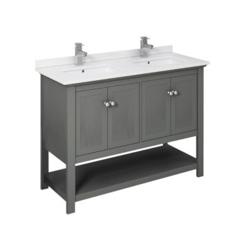 48" Regal Gray Vanity w/ Top & Sinks Product Angle View