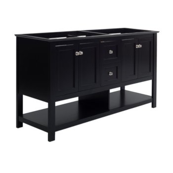 Fresca Manchester 60" Black Traditional Double Sink Bathroom Vanity Base Cabinet Only, Vanity Base Cabinet: 60" W x 20" D x 34" H