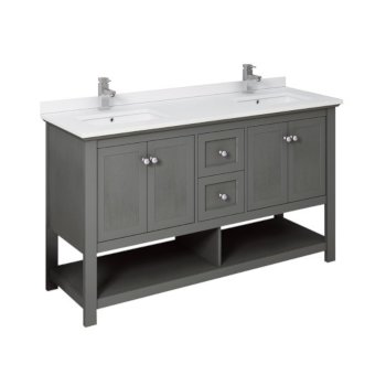 60" Regal Gray Vanity w/ Top & Sinks Product Angle View