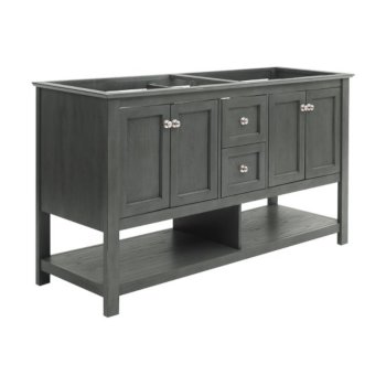 Fresca Manchester Regal 60" Gray Wood Veneer Traditional Double Sink Bathroom Vanity Base Cabinet Only, Vanity Base Cabinet: 60" W x 20" D x 34" H