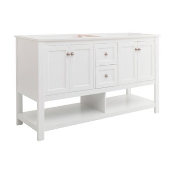 Fresca Manchester 60" White Traditional Double Sink Bathroom Vanity Base Cabinet Only, Vanity Base Cabinet: 60" W x 20" D x 34" H