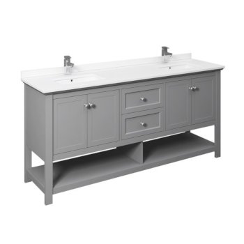 72" Gray Vanity w/ Top & Sinks Product Angle View