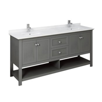 72" Regal Gray Vanity w/ Top & Sinks Product Angle View