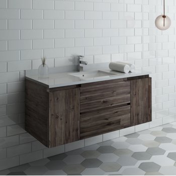 Fresca Formosa 48" Wall Hung Modern Bathroom Vanity Base Cabinet w/ Top & Sink, Base Cabinet: 48" W x 20-3/8" D x 20-5/16" H