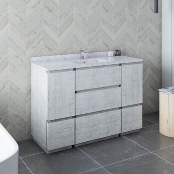 Fresca Formosa 48" Floor Standing Modern Bathroom Vanity Base Cabinet w/ Top & Sink in Rustic White, Base Cabinet: 48" W x 20-3/8" D x 34-7/8" H