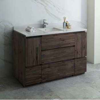 Fresca Formosa 54" Floor Standing Modern Bathroom Vanity Base Cabinet w/ Top & Sink, Base Cabinet: 54" W x 20-3/8" D x 34-7/8" H