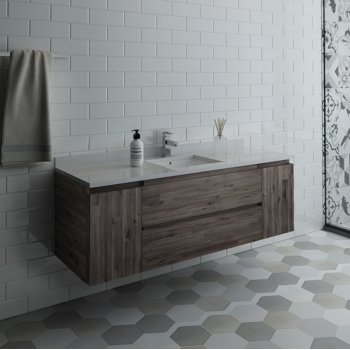 Fresca Formosa 60" Wall Hung Single Sink Modern Bathroom Vanity Base Cabinet w/ Top & Sink, Base Cabinet: 60" W x 20-3/8" D x 20-5/16" H