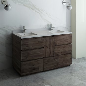 Fresca Formosa 58" Floor Standing Double Sink Modern Vanity Base Cabinet, 58" W x 20" D x 34-1/8" H