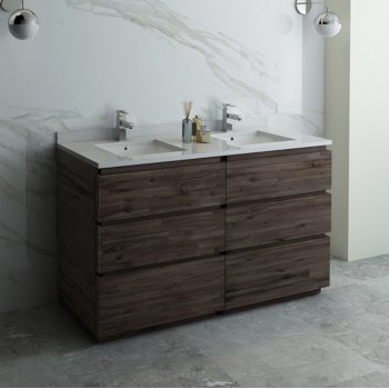 Fresca Formosa 58" Floor Standing Double Sink Modern Vanity Base Cabinet, 58" W x 20" D x 34-1/8" H