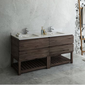 Fresca Formosa 72" Floor Standing Open Bottom Double Sink Modern Vanity Base Cabinet, 70" W x 20" D x 34-1/8" H