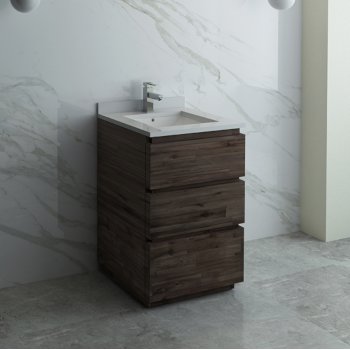 Fresca Formosa 24" Floor Standing Modern Bathroom Vanity Base Cabinet w/ Top & Sink, Base Cabinet: 24" W x 20-3/8" D x 34-7/8" H