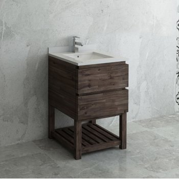 Fresca Formosa 24" Floor Standing Open Bottom Modern Bathroom Vanity Base Cabinet w/ Top & Sink, Base Cabinet: 24" W x 20-3/8" D x 34-7/8" H