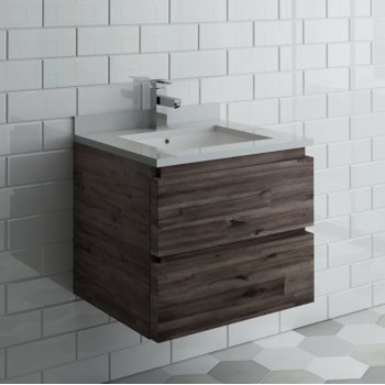 Fresca Formosa 30" Wall Hung Modern Bathroom Vanity Base Cabinet w/ Top & Sink, Base Cabinet: 30" W x 20-3/8" D x 20-5/16" H