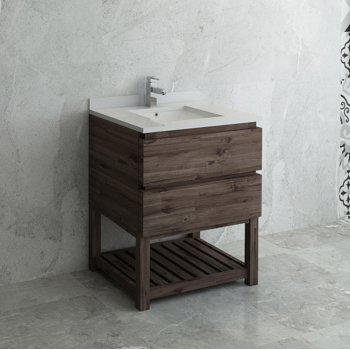 Fresca Formosa 30" Floor Standing Open Bottom Modern Bathroom Vanity Base Cabinet w/ Top & Sink, Base Cabinet: 30" W x 20-3/8" D x 34-7/8" H