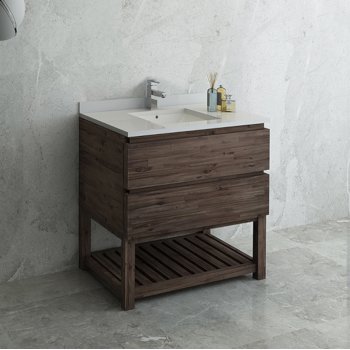 Fresca Formosa 36" Floor Standing Open Bottom Modern Bathroom Vanity Base Cabinet w/ Top & Sink, Base Cabinet: 36" W x 20-3/8" D x 34-7/8" H