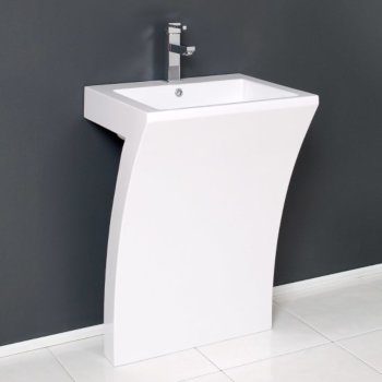 Fresca Quadro 23" White Pedestal Sink, 22-1/2" W x 18" D x 33-1/4" H