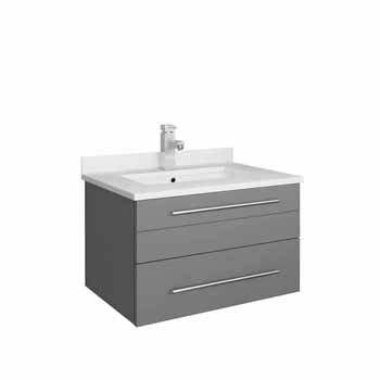 24" Gray Base Cabinet w/ Top & Sink White Background