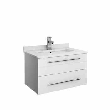 24" White Base Cabinet w/ Top & Sink White Background