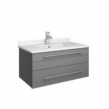30" Gray Base Cabinet w/ Top & Sink White Background