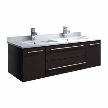 48" Espresso Cabinet w/ Top & Sinks White Background