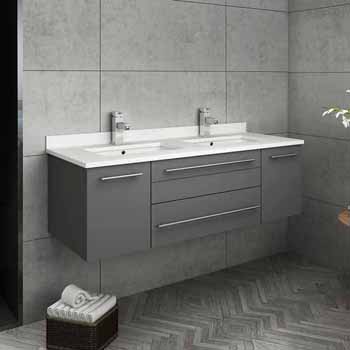 48" Gray Cabinet w/ Top & Sinks