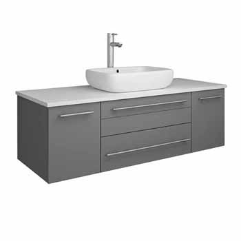 48" Gray Base Cabinet w/ Top & Sink White Background