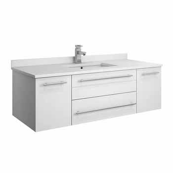 48" White Cabinet w/ Top & Sink White Background