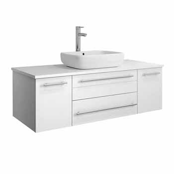 48" White Base Cabinet w/ Top & Sink White Background