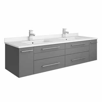 60" Gray Cabinet w/ Top & Sink Gray Background