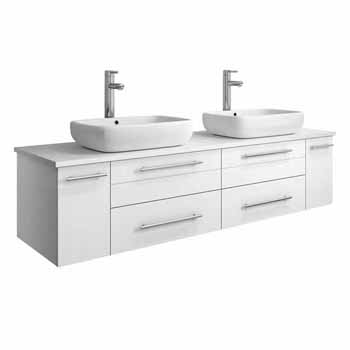 60" White Cabinet w/ Top & Sink White Background
