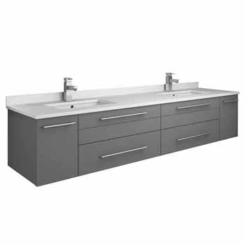 72" Gray Cabinet w/ Top & Sink Gray Background