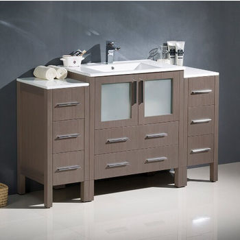 54" Gray Oak Side View (Cabinets w/ Integrated Sink)