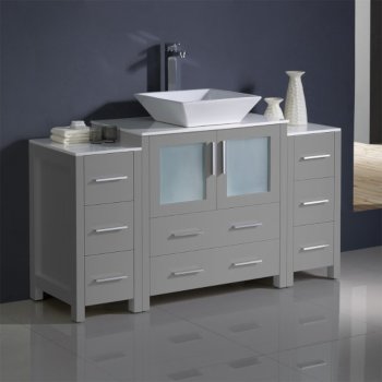 54" Gray Vanity (Cabinets w/ Top & Vessel Sink)