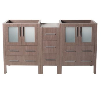 Fresca Torino 60" Gray Oak Modern Vanity Base Cabinets, 59-1/2" W x 17-3/4" D x 33-3/4" H