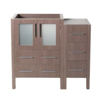 Fresca Torino 36" Gray Oak Modern Vanity Base Cabinets, 35-3/4" W x 17-3/4" D x 33-3/4" H