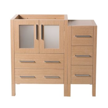 Fresca Torino 36" Light Oak Modern Vanity Base Cabinets, 35-3/4" W x 17-3/4" D x 33-3/4" H