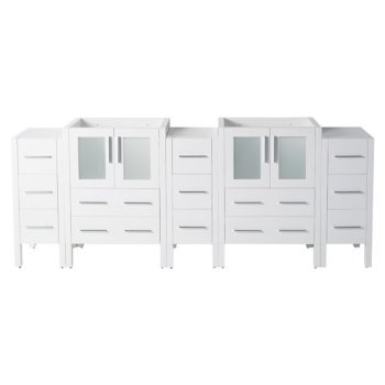 Fresca Torino 72" White Modern Vanity Base Cabinets, 83-1/2" W x 17-3/4" D x 33-3/4" H