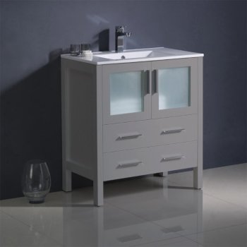 30" Gray Vanity Cabinet w/ Integrated Sink