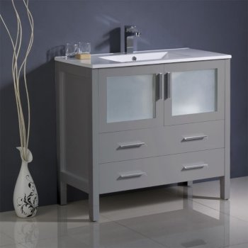 36" Gray Vanity Cabinet w/ Integrated Sink