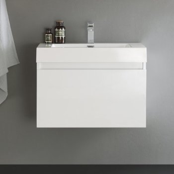 White Vanity Cabinet w/ Sink Top View 3