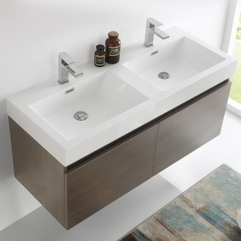 Gray Oak Vanity Cabinet w/ Sink Top View 1