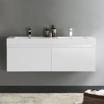 White Vanity Cabinet w/ Sink Top View 2