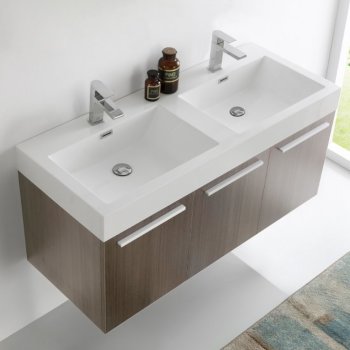 Gray Oak Vanity Cabinet w/ Sink Top View 2