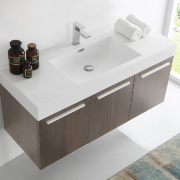 Gray Oak Vanity Cabinet w/ Sink Top View 2