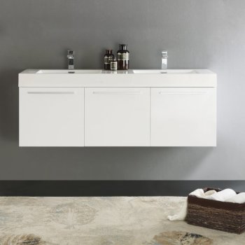White Vanity Cabinet w/ Sink Top View 1