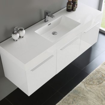 White Vanity Cabinet w/ Sink Top View 2